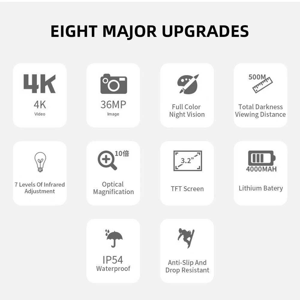 (image for) NV3280 Full-Color Night Vision Binoculars Digital Infrared Telescope with 10X Optical Zoom Large Screen Waterproof Outdoors Telescopes for Hunting